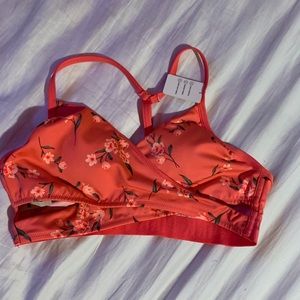 Peach with floral pattern bra/swimsuit top
